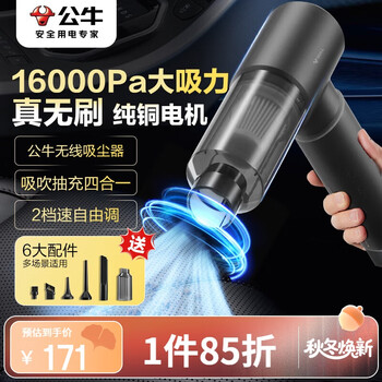 Bull car vacuum cleaner home car high suction handheld vacuum cleaner portable and compact four-in-one suction, blowing, pumping and charging