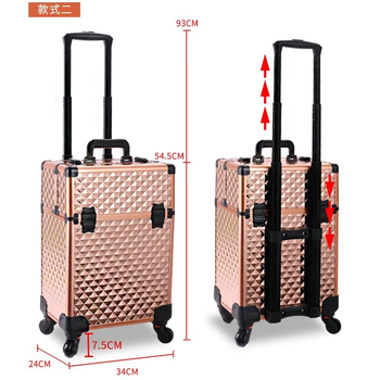 Tlxt trolley tool box aluminum alloy tool box with wheels trolley tool box roller storage box multifunctional home rose gold (standing 9.8cm)