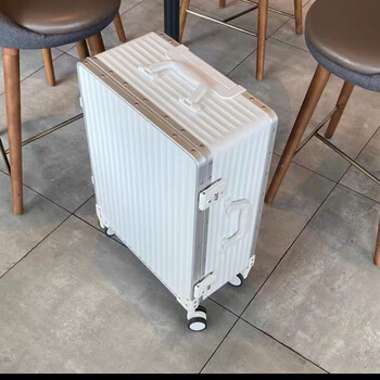 Ye yuyijiu open lid suitcase women's wheeled aluminum frame password suitcase internet celebrity trolley suitcase for men milk white 1/9 open upgraded hydraulic strut 20 inches