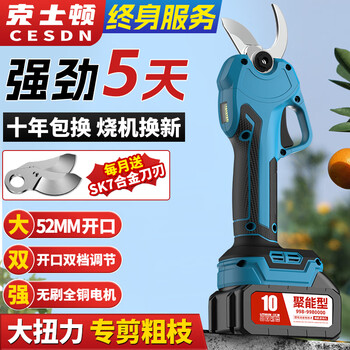 Kerston electric scissors for pruning branches, pruning shears for fruit trees, brushless gardening lithium-ion rechargeable 2025 digital display upgrade 5.2 models, 20 batteries per battery