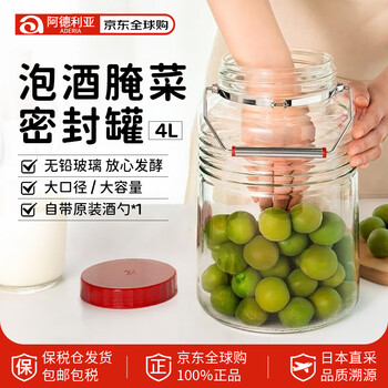 Aderia ishizuka glass green plum wine bottle container pickle jar special sealed jar wine spoon imported from japan 4l