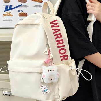 Warrior backpack, unisex large capacity school bag, casual travel backpack 2025 new versatile couple computer bag, beige large single bag