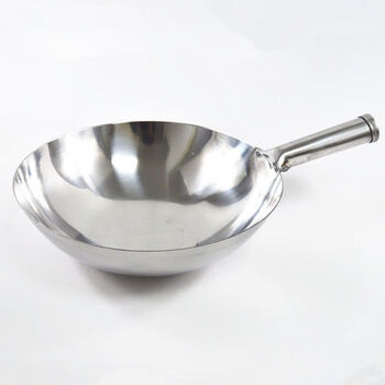 Ruian quality heirloom pot thickened stainless steel round bottom wok for wine and rice canteen household gas stove cooking pot not 1 inch thickened stainless steel wok no gifts 32cm (actual 31cm)