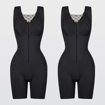 Ou shili siil body shaping body shaping garment belly controlling waist lifting buttocks controlling belly belt bra all-in-one one-piece bra black + black l (110-119 jin)