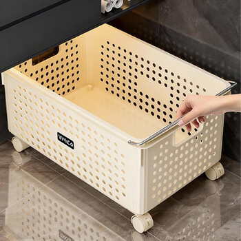 Julihui bathroom cabinet dirty clothes basket household household wheeled dirty clothes storage basket bathroom trolley bathroom laundry basket large increased capacity universal pulley