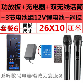 Bluetooth speaker amplifier motherboard 12v battery 26*10 suitable for xinke jinzhengxianke pull rod audio amplifier board package 6 amplifier board + 3 battery pack 12v battery + charger 6