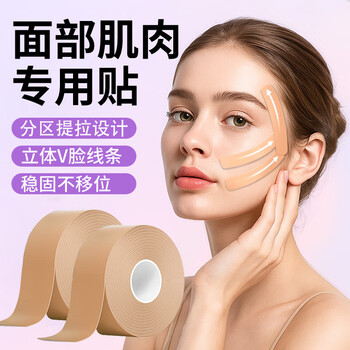 First lift bandage, chin cover, facial wrinkles, crow's feet, forehead wrinkles, tape artifact, invisible muscle patch
