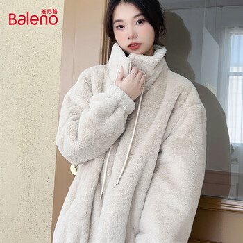 Baleno japanese plush jacket women's autumn and winter new versatile small thick warm loose cardigan plush coat