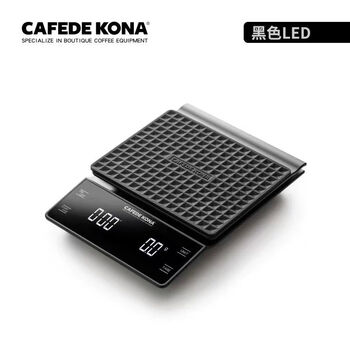 Cafede hand-brewed coffee electronic scale bar food weighing timer led display 3000g black led screen