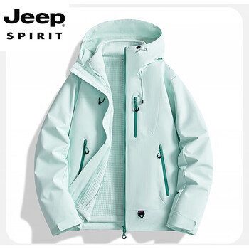 Jeep spirit jeep short jacket for men and women 2025 new spring and autumn three-in-one outdoor mountaineering jacket, velvet green xl 150-170 catties