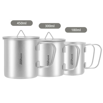 Snow rock ice flower pure titanium mug bowl household tableware set 450ml ice flower mug with lid