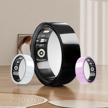 Cuwd smart ring bluetooth remote control health monitoring heart rate oximeter step exercise ring white no. 11 inner diameter 19.9mm