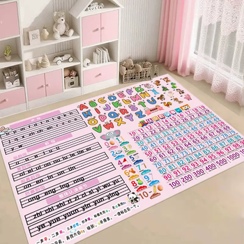 Yusenyi children's learning early education floor mat special china world map primary school students mathematics unit conversion reading f72 light pink digital pinyin about 80x120cm environmentally friendly and formaldehyde-free