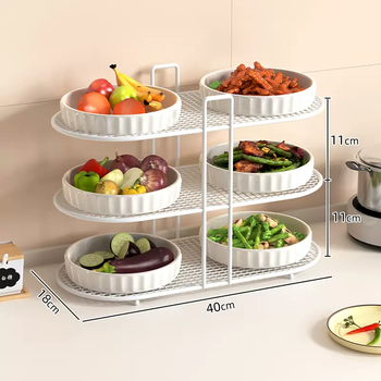 Yusenyi kitchen food storage rack multi-functional side dish storage rack multi-layer artifact household countertop dish rack elegant white (three layers)