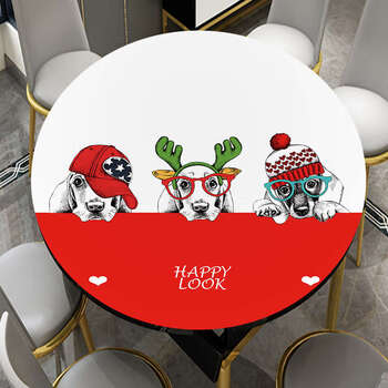 Yusenyi waterproof no-wash round table mat soft glass cover mat dining table coffee table countertop waterproof anti-slip mat zd-cartoon dog diameter 70cm round table mat
