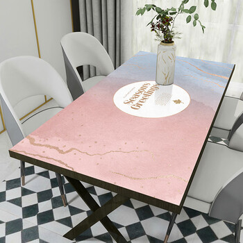 Tongyi light luxury high-end leather tablecloth marble pattern waterproof and oil-proof no-wash tablecloth table mat countertop protection pad bright stars 80*150cm
