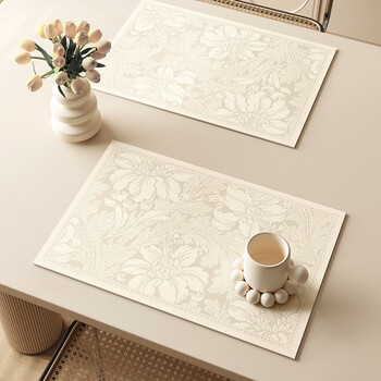 Fantasy french light luxury high-end waterproof and oil-proof and anti-scalding western place mat for home use no-wash leather stain-resistant and insulated table mat spring flowers and autumn moon placemat-h 30x40cm no fear of stains small size