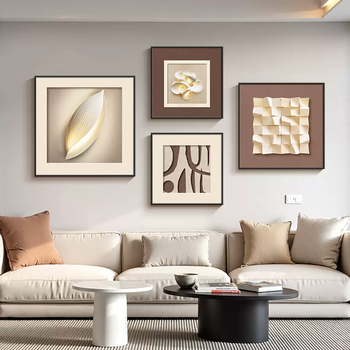 Yusenyi geometric abstract living room decoration painting light luxury high-quality large white wall sofa background hanging painting three-dimensional combination mural three-dimensional art description a 70x70-50x50-50x50-60x60 (recommended 33.5m wall) (light luxury gold) brushed thickened aluminum alloy frame high-end crystal crystal porcelain painting bright texture popular recommendation
