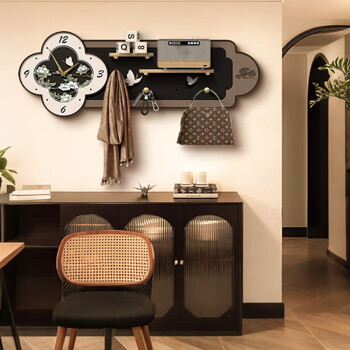 Lishi mid-century style hook storage rack hole board clock entry entrance key storage rack bedroom coat rack hanging coat hook yingxiaolu--60*22.5