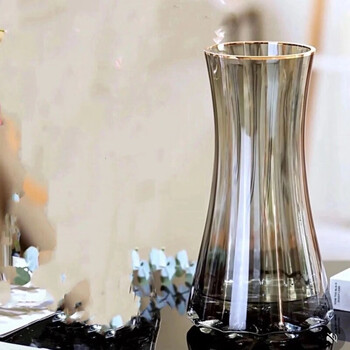 Miling light luxury creative simple primary color glass vase transparent water-raised flowers lily nordic internet celebrity living room flower arrangement extra large light luxury painted gold gray (super thick premium)