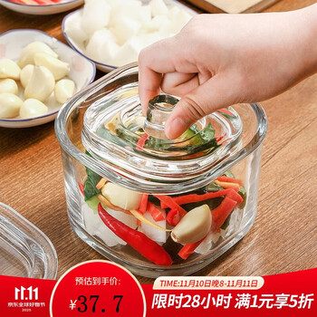 Wild pigeon japanese kitchen pickle jar thickened glass sealed jar one-night pickle jar home shallow pickle jar pickle jar