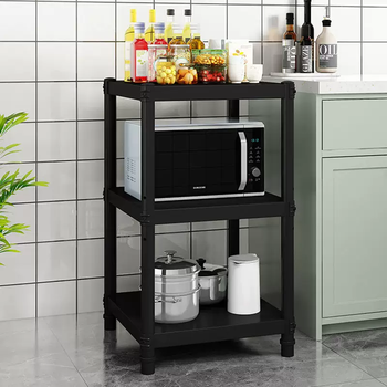 Yusenyi kitchen rack floor-standing multi-layer pot rack multi-functional household storage rack carbon steel paint oven storage shelf length 55 width 45 height 80 (three layers) carbon steel paint