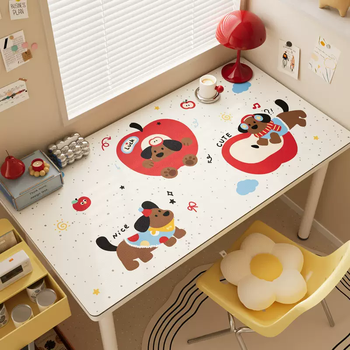 Yusenyi cartoon desk pad children's study special table protection pad primary school writing desk tablecloth eye protection table leather red three apple dogs 50x120cm eye protection