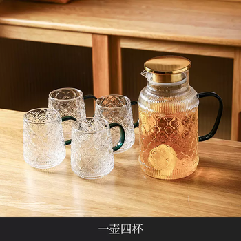 Yusenyi kettle house cold glass cold water kawashima cold water kettle value begonia flower high price high temperature resistant cold teapot household water cup one pot four cups 1ml