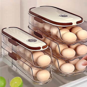 Lechilai egg storage box, special food-grade rolling box for refrigerator, side door storage, storage rack, egg rolling artifact, single row, one layer, rolling eggs, thickened and durable, can hold 7 pieces