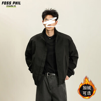 Foss phil workwear flight jacket men's autumn and winter american stand collar outdoor baseball jacket top 26188 black xl