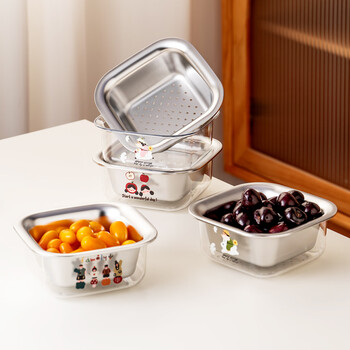 Onlycook304 stainless steel drain basket drain basket double layer filter sink mini fruit basket vegetable preparation basket kitchen utensils forest girl-304 mini double layer drain basket