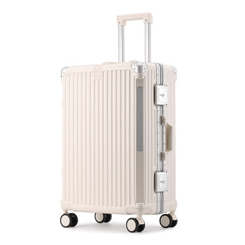 Exported to japan multifunctional aluminum frame suitcase for women 2025 new trolley case 20 inch small boarding suitcase for men milky white - aluminum frame trolley case 26 inch - checked box