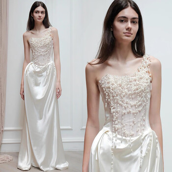 Light + light wedding dress bride 2025 new style french wedding dress high-end light luxury niche white engagement evening dress white xl