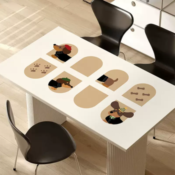 Yusenyi dachshund table mat waterproof and oil-proof no-wash tablecloth anti-scalding high-end dining table mat table protection mat tea hello dachshund a 75cmx120cm (anti-scratch and wear-resistant)