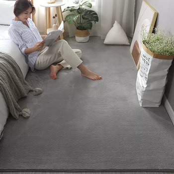 Yusenyi carpet - white minimalist style living room carpet thickened floor mat master bedroom bedside mat can sit and light gray 200x100cm (encrypted and thickened)