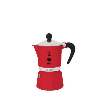 Bialetti moka pot espresso machine, aluminum, 6-cup serving, universal for direct-fire electric ceramic stoves, red portable hand brewing, red 6 cups