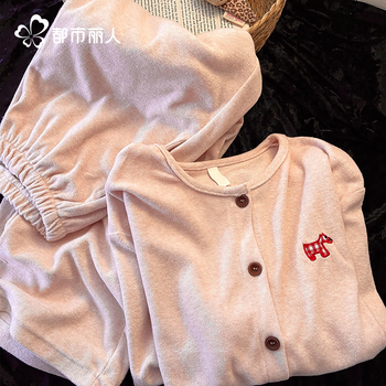 Urban beauty pajamas women's autumn and winter new style german velvet pony zodiac year double-sided brushed soft waxy warm and thickened home clothes suit for women