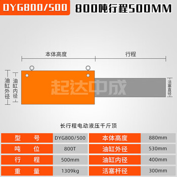 Chengyang long stroke hydraulic jack dyg electric lateral pipe jacking large tonnage horizontal pipe jacking machine 1 meter 2m synchronous cylinder dyg800_500 800 tons stroke 500mm