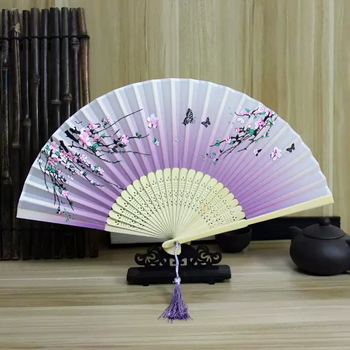 Yusenyi fan women's folding fan chinese style classical portable small silk fan silk women's fan ancient style gift fan dance fan 22 ziqi donglai
