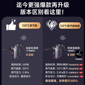 Kimpilive steam cleaner mop high temperature high pressure steam cleaner home kitchen air conditioner fully automatic washing, mopping and spraying integrated multi-function cleaning machine artifact see the difference between the two models here