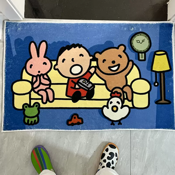 Yusenyi sheepshili homemade big mouth cute floor mat entrance door bedside cartoon carpet anti-slip mat room layout big mouth floor mat 40 pieces 40x60cm