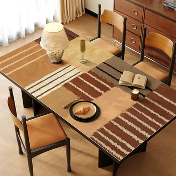 Yusen yimeilad dining table mat tablecloth no-wash oil-proof waterproof anti-scalding insulated table cloth coffee table table mat table top brown zhi 75cmx120cm (anti-scratch and wear-resistant)