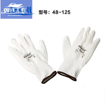 Ansell polyester pu palm coated white gloves anti-slip labor protection gloves wear-resistant white s