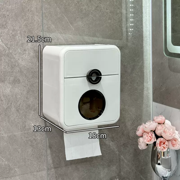 Yusenyi dressing room toilet paper box wall hanging punch-free tissue box roll toilet paper box toilet paper storage box milk white double layer tissue box