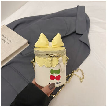 Ye yu korean girls crossbody bag chain coin purse bow bucket baby mini bag yellow