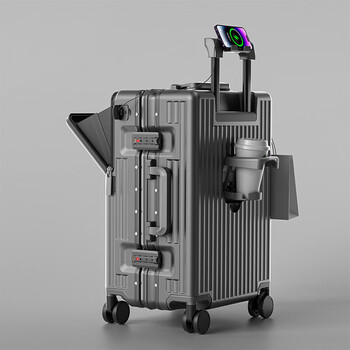 Horizon 8 (level8) front-opening lid aluminum alloy suitcase for men 2025 new boarding trolley case 20-inch suitcase 24 men and women 26 gun color - hot-selling colors account for 60% - german bayer pc - free case cover 20-inch six major functions - front-opening lid - cup holder - stand - charging - brake -