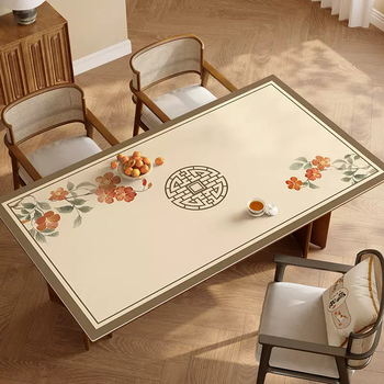 Yusenyi new chinese table mat waterproof, oilproof, anti-scalding dining table mat no-wash leather tablecloth coffee table desktop protection pad flower branch slightly swinged 85cmx135cm (private customization, a must for lazy people)