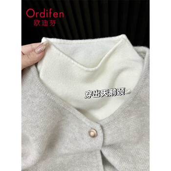 Ordifen half turtleneck bottoming shirt for women, can be worn outside, foreign style autumn and winter soft and waxy long-sleeved advanced layered sweater, slim large size