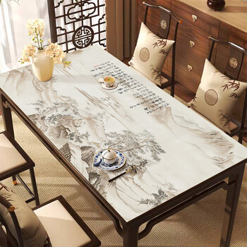 Wing fantasy 2025 new style chinese song dynasty aesthetics light luxury advanced waterproof, oilproof, washable and anti-scalding dining table mat, table cloth, coffee table mat 631a-double-sided d 50x80 pu leather