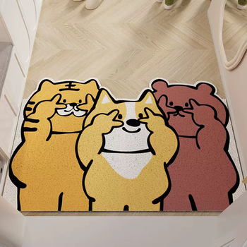 Yusenyi floor mat entry door mat animal cartoon living room porch wire circle carpet bedroom bathroom non-slip mat cuttable three guys partner c style 40x60cm (wire circle